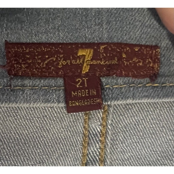 7 For All Mankind Toddler Girls Blue Denim Braid Shortalls Overalls, Size 2T - Picture 8 of 8